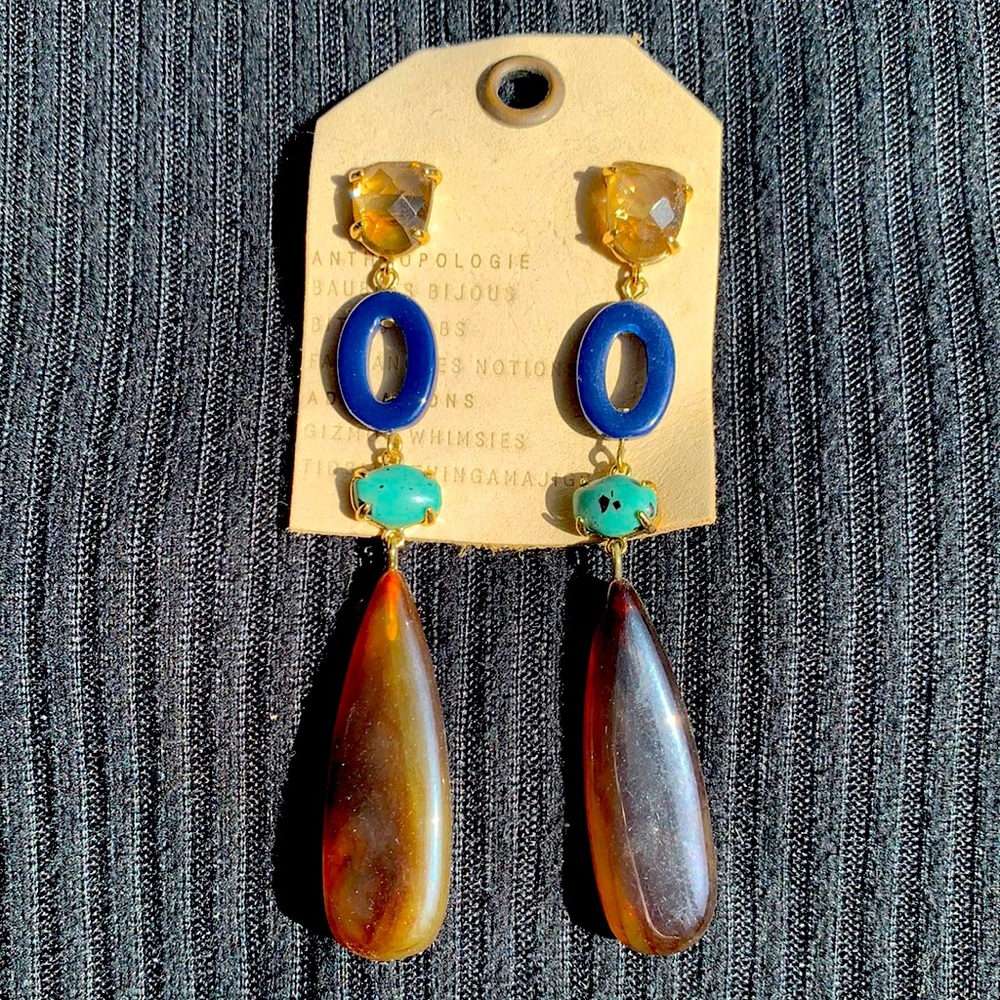 Anthropologie chunky dangly gemstone earrings